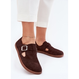 Sapatos de camurça feminina com solavancos descalços Zazoo N1261 Chocolate marrom 2