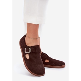 Sapatos de camurça feminina com solavancos descalços Zazoo N1261 Chocolate castanho 1