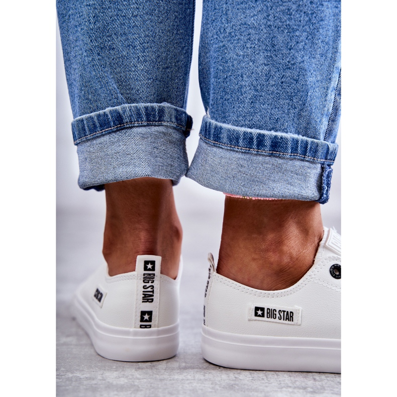 Tênis feminino baixo de couro Big Star KK274010 branco 3