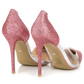 Vices Salto transparente com glitter rosa 2 Vices Salto transparente com glitter rosa 2