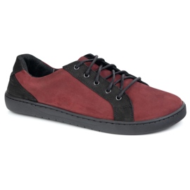 Olivier Sapatos de couro feminino Joker 910J Borgonha vermelho 1