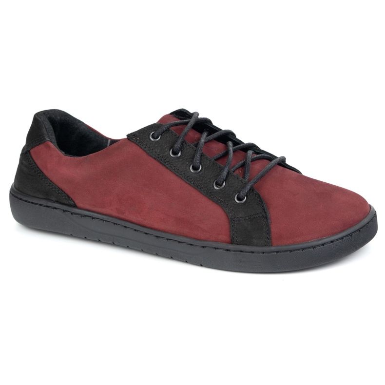 Olivier Sapatos de couro feminino Joker 910J Borgonha vermelho 1