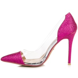 Vices Salto transparente com glitter rosa 2