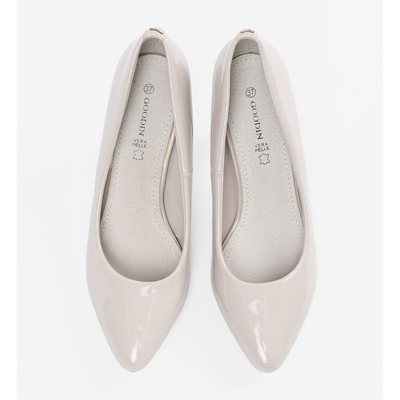 Goodin Saltos altos e envernizados de cinza claro 2