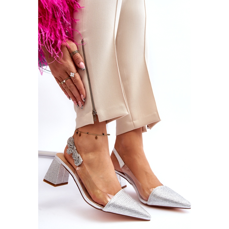 S. BARSKI Bombas femininas elegantes em MR91292-1 prata com zircões 6