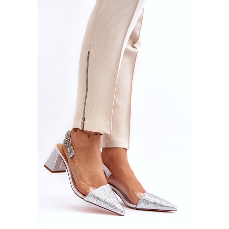 S. BARSKI Bombas femininas elegantes em MR91292-1 prata com zircões 2