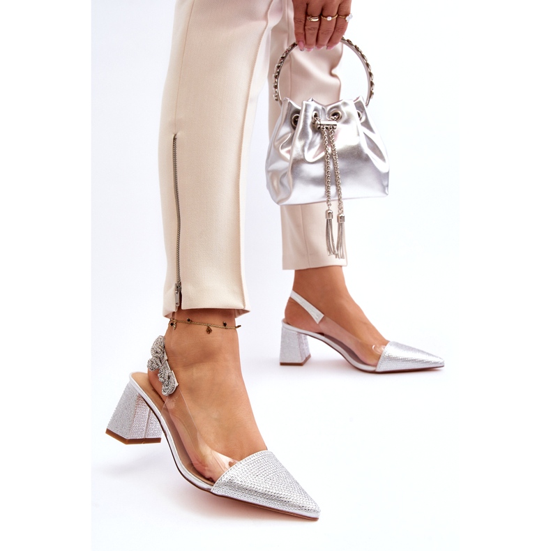 S. BARSKI Bombas femininas elegantes em MR91292-1 prata com zircões 3