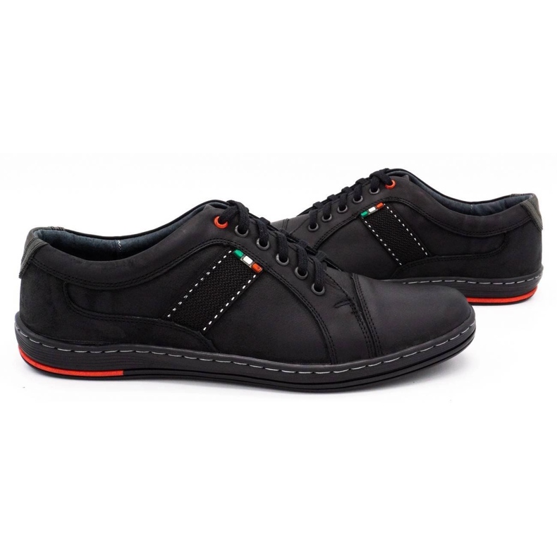 Olivier Sapatos de couro masculino Casual 238Gt Black preto 3