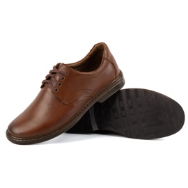 KOMODO Sapatos masculinos feitos de renda de couro natural -up 933k marrom castanho 3