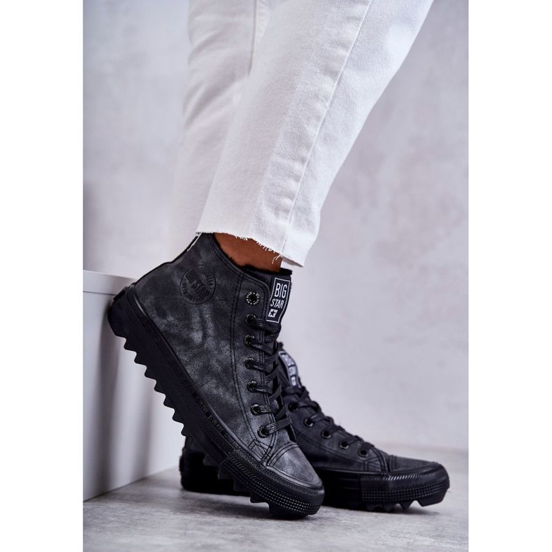 Big Star Grande estrela feminina isolada preto gg274069 tênis cinza 4