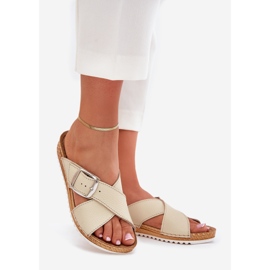 Inblu Flipe de couro feminino com fivela de buckle de Vo0004Gu bege 1 Inblu Flipe de couro feminino com fivela de buckle de Vo0004Gu bege 1