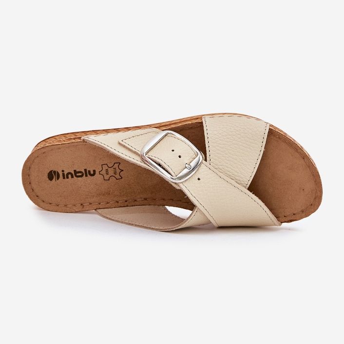 Inblu Flipe de couro feminino com fivela de buckle de Vo0004Gu bege 2 Inblu Flipe de couro feminino com fivela de buckle de Vo0004Gu bege 2