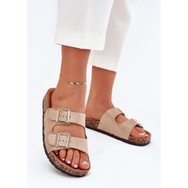 Boto Chinelos femininos na cor de cortiça cortina dourado 2