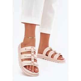 Boto Chinelos femininos com listras leves bege pasiriela 2 Boto Chinelos femininos com listras leves bege pasiriela 2