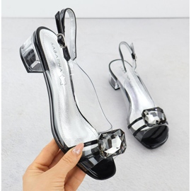 Black Sabatina 33506-7 sandálias transparentes preto 1