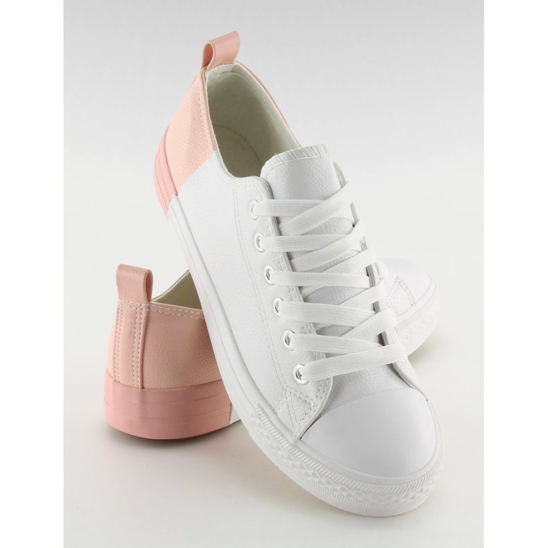 Tênis branco de duas cores BK378 Branco / Rosa nu 2