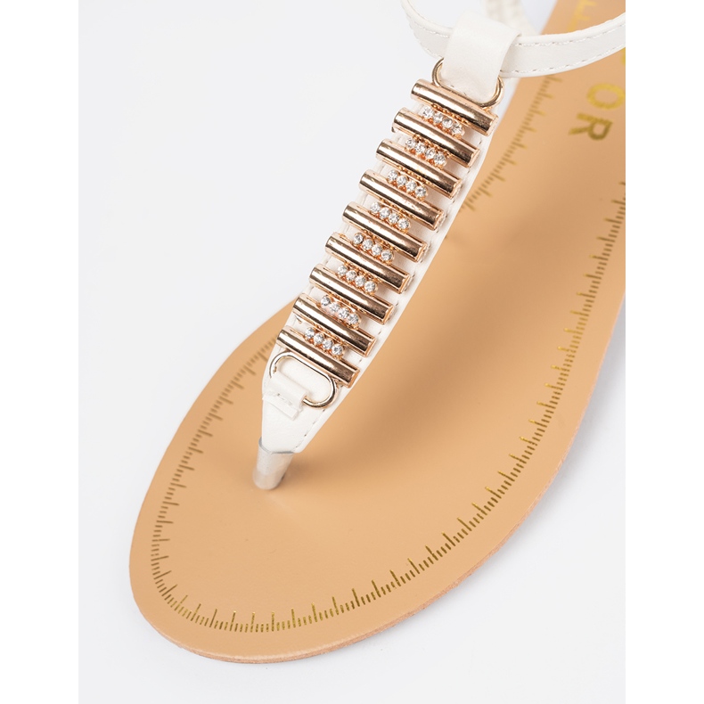 Shelvt Flip -flops brancos com decoração de ouro 2