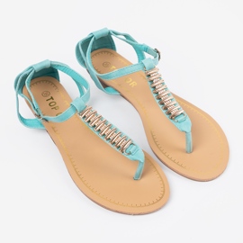 Shelvt Sandálias azuis com decoração de ouro azul 2