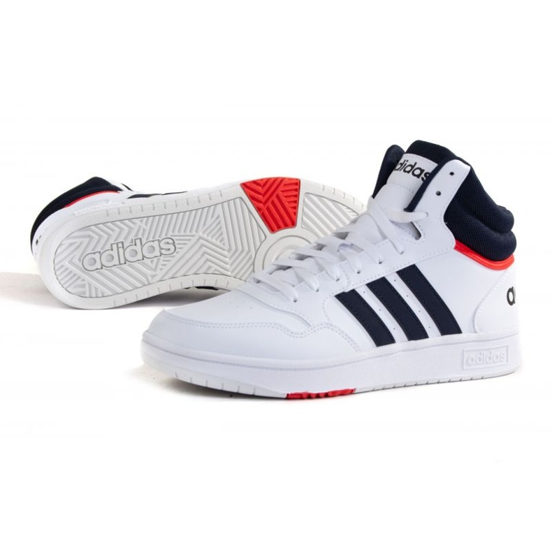 Tênis Adidas Hoops 3.0 Mid M GY5543 branco azul marinho 1