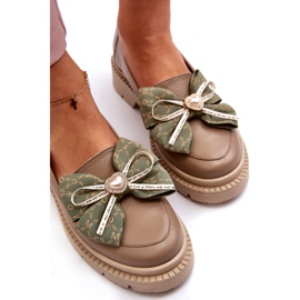 Mocas de couro feminino com Laura Messi 2787 Beige bege 1