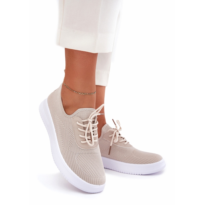 Seastar Material Sapatos esportivos deslizados na plataforma bege feminina 1