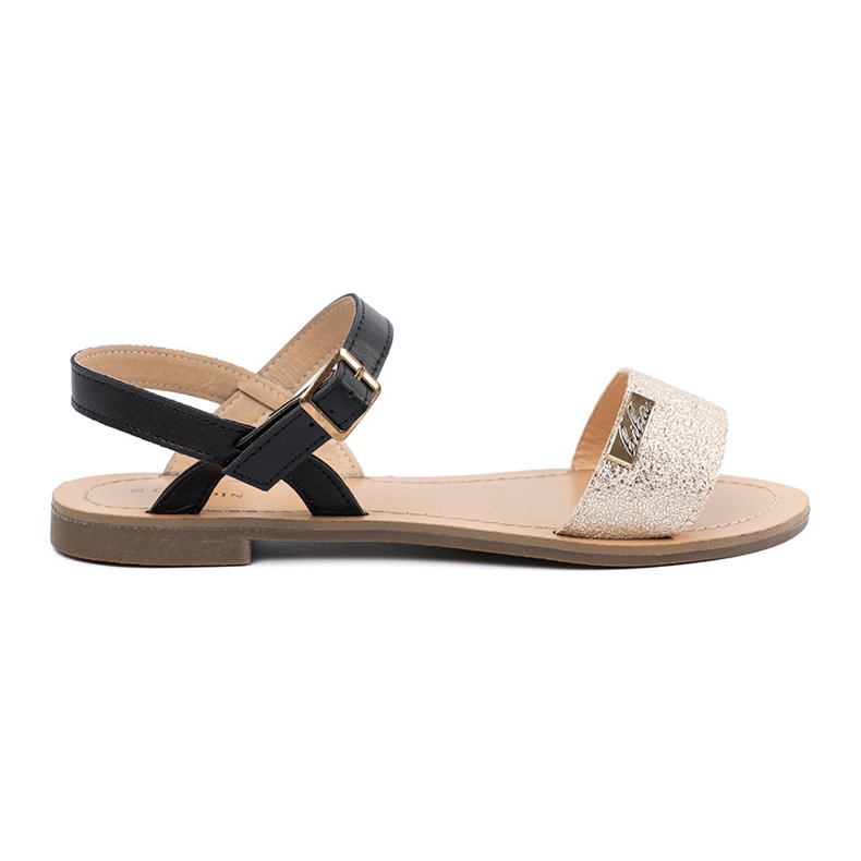 Goodin Sandálias planas de mulheres douradas pretas dourado 2