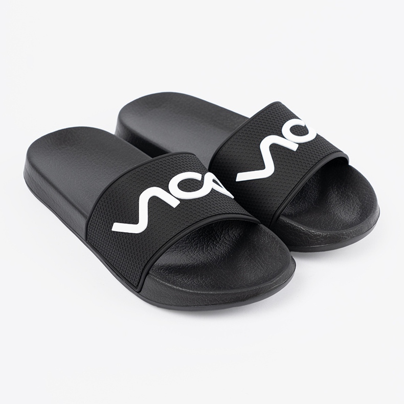 Shelvt Flip -flops pretos com a inscrição 1