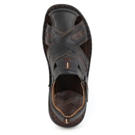 KOMODO Sandálias masculinas de couro com velcro 523K, pretas preto 4