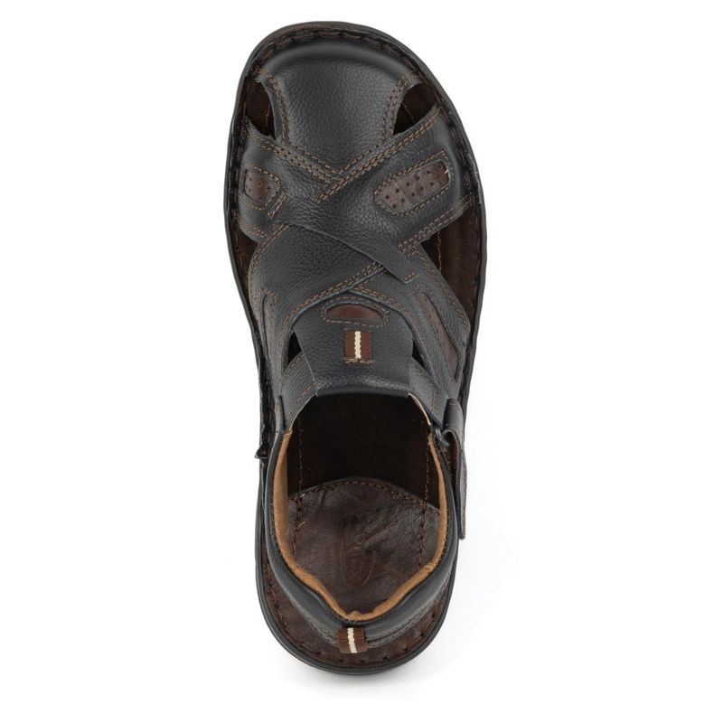 KOMODO Sandálias masculinas de couro com velcro 523K, pretas preto 4