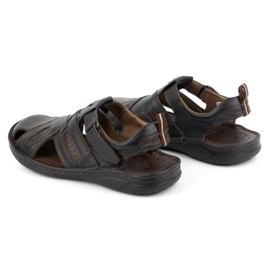 KOMODO Sandálias masculinas de couro com velcro 523K, pretas preto 3