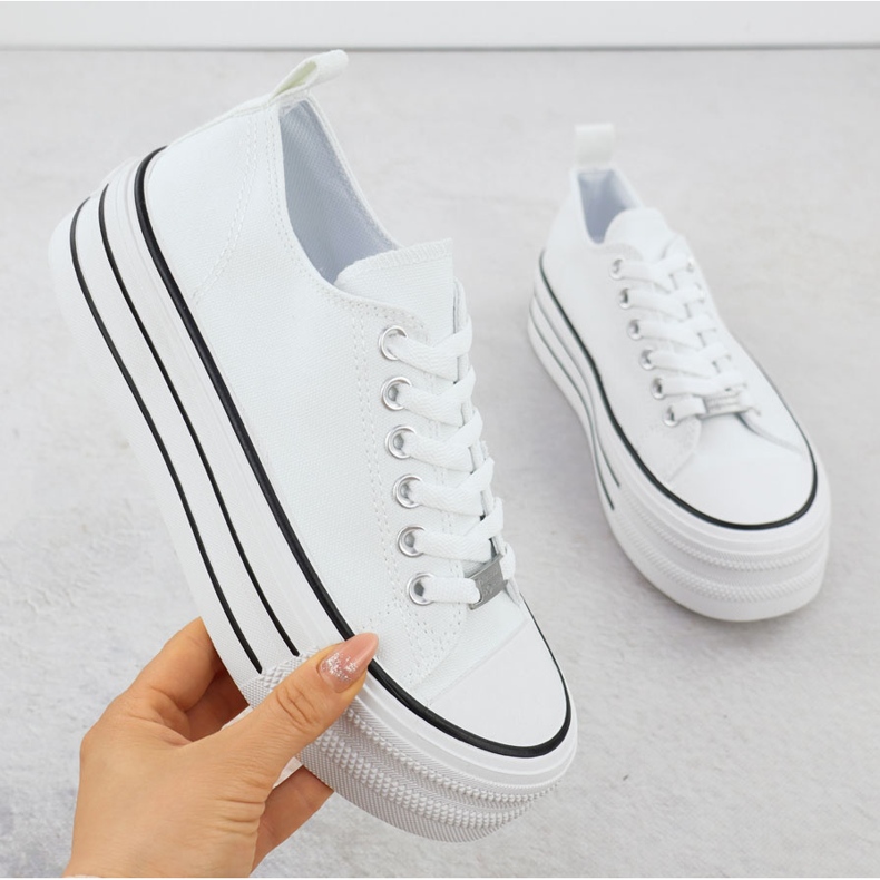 Sneakers baixos na plataforma White News 9156 branco 1