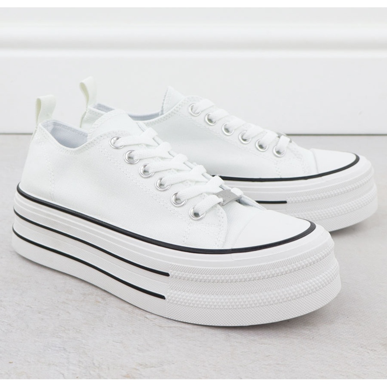 Sneakers baixos na plataforma White News 9156 branco 2