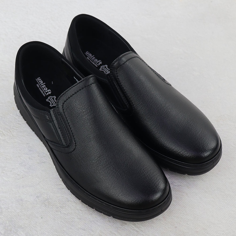 Sapatos masculinos elegantes deslizando preto unisoft 7155 2
