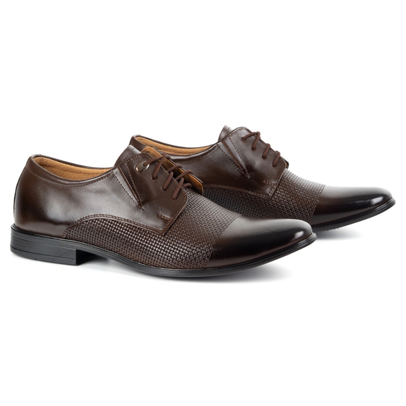 Olivier Sapatos de couro elegantes masculinos 302t3 marrom escuro 2