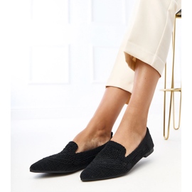 Black OpenWork Women's Ballerinas Gerânia preto 1