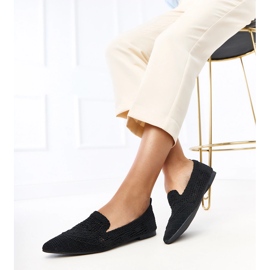Black OpenWork Women's Ballerinas Gerânia preto 2