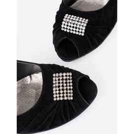 Shelvt Bombas pretas do dedo do pé aberto preto 1