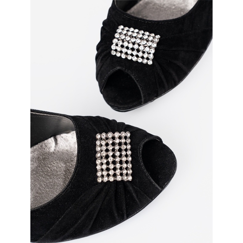 Shelvt Bombas pretas do dedo do pé aberto preto 1