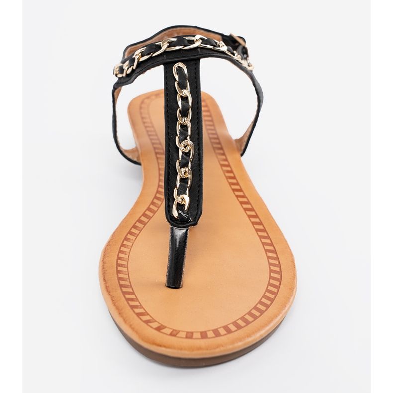 Shelvt Sandálias com uma corrente decorativa preto 2