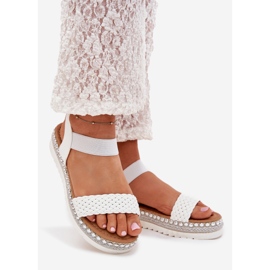 Boto Sandálias femininas com tranças na plataforma decorada White Velara branco 1