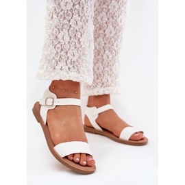 Boto Sandálias femininas de grama plana kivara branca de couro eco branco 2