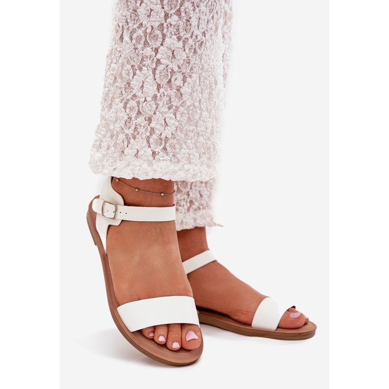 Boto Sandálias femininas de grama plana kivara branca de couro eco branco 1