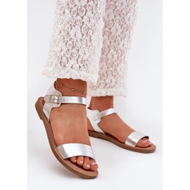 Boto Sandálias de salto liso Eco Leather Silver Kivara prata 2