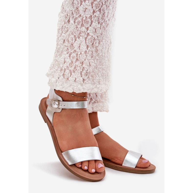 Boto Sandálias de salto liso Eco Leather Silver Kivara prata 1