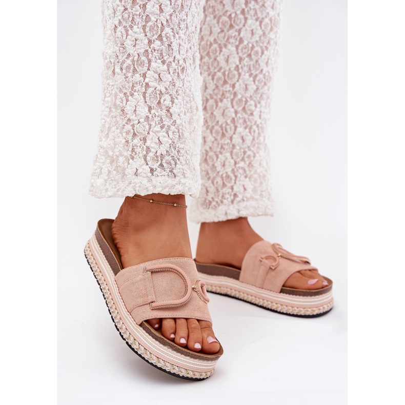 Boto Flip Flip Flip na plataforma com um ornamento Pink Daphira rosa 2