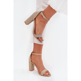 Boto Sandálias femininas brilhantes no Post Golden Kavina dourado 2