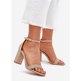 Boto Sandálias femininas brilhantes no Post Golden Kavina dourado 1