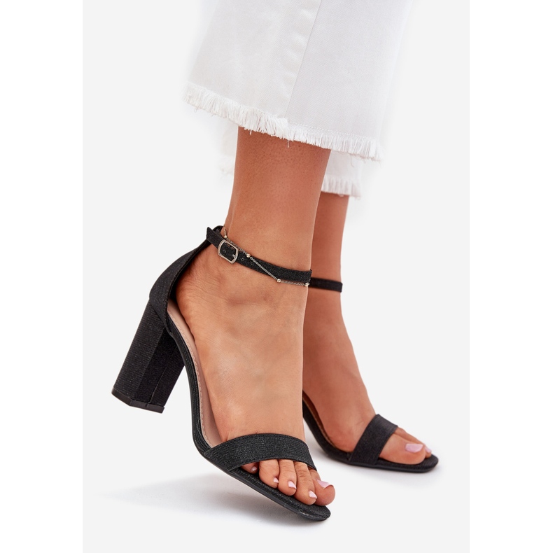 Boto Sandálias femininas brilhantes no posto preto de Kavina 1