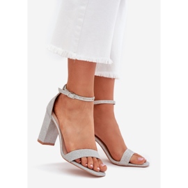 Boto Sandálias femininas brilhantes no posto de prata Kavina 1