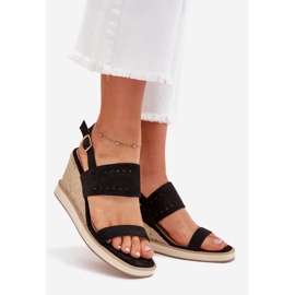 Boto Sandálias de Women Openwork para Wedge com Black Zolira Braid preto 1